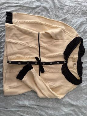ANTHRO GUINEVERE Cream/Black Cable Knit Cardigan